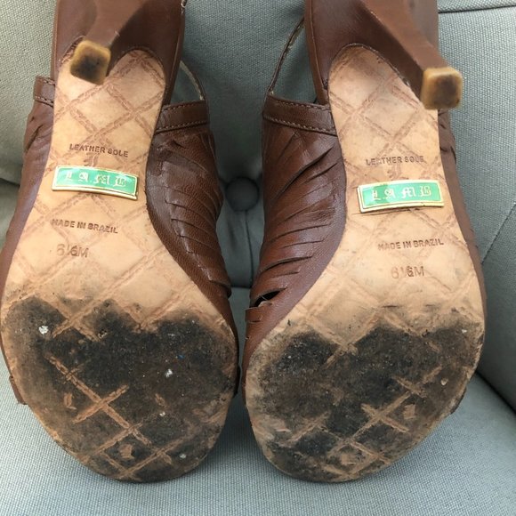 L.A.M.B. Very Unique Open Toe Stilettos - Picture 5 of 8